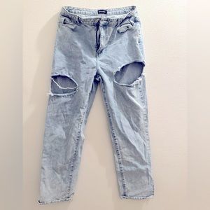 PrettyLittleThing brand, light blue, distressed, jean